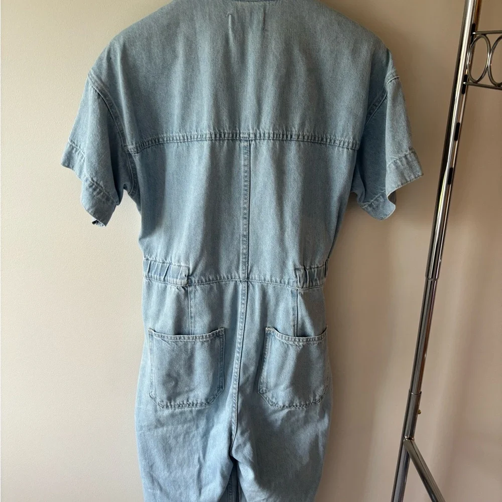 We The Free Light Wash Denim Short-Sleeve Jumpsuit - Picture 4 of 4